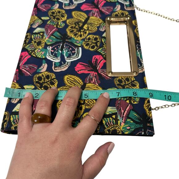 Multicolor Butterfly Rectangular Convertible Clutch Crossbody Purse Wedding - Picture 8 of 8